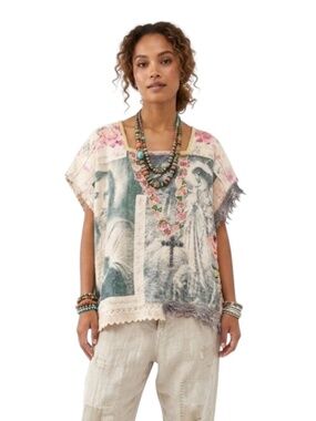 Magnolia Pearl Anointed One Poncho OS Religious Appliqué Art To Wear Rare NWT